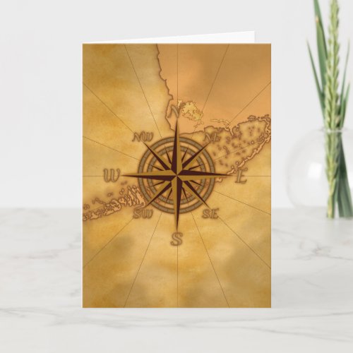 Antique Style Compass Rose Card