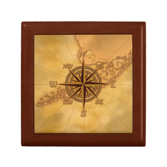 Antique Style Compass Rose Gift Box (Front)