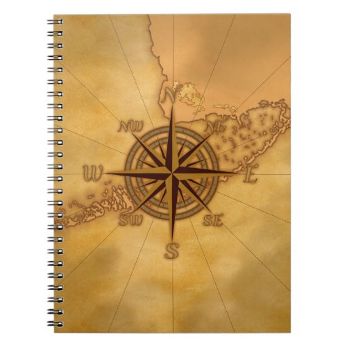 Antique Style Compass Rose Notebook