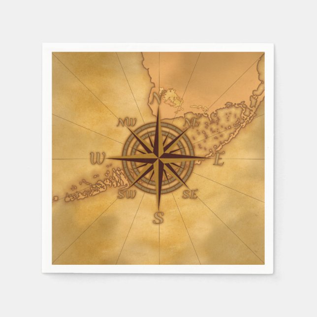 Antique Style Compass Rose Paper Napkins (Front)