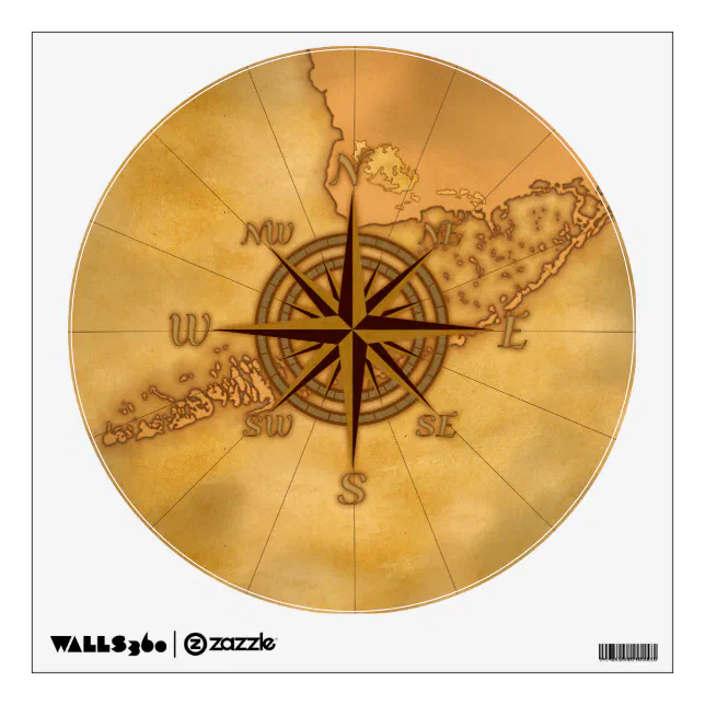 Antique Style Compass Rose Wall Sticker | Zazzle