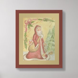 Antique Style Father Christmas Framed Wall Art