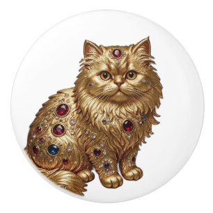 Antique Style Fine Persian Cat Ceramic Knob