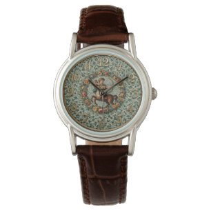 Antique Style Floral Mosaic Sagittarius Watch