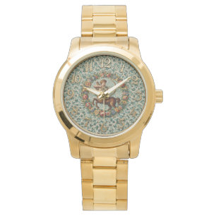 Antique Style Floral Mosaic Sagittarius Watch