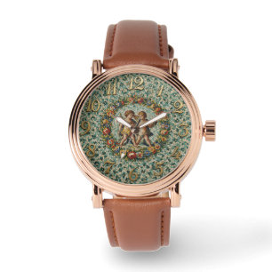 Antique Style Floral Mosaic Zodiac Gemini Watch