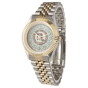 Antique Style Floral Mosaic Zodiac Scorpio Watch
