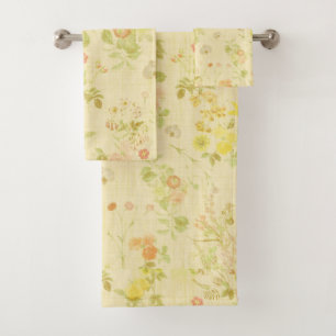 Antique Style Floral Pattern Bath Towel Set