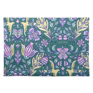 Antique Style Flowers and Birds Pattern Cloth Placemat