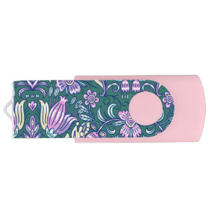 Antique Style Flowers and Birds Pattern Flash Drive
