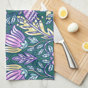 Antique Style Flowers and Birds Pattern Kitchen Towel