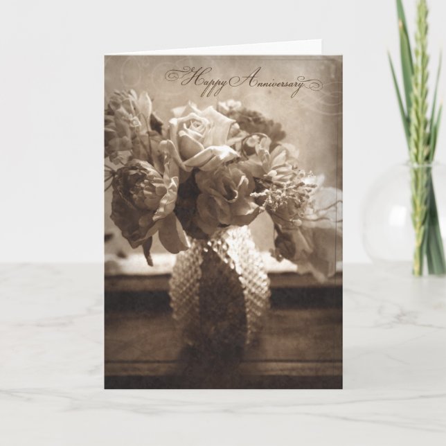 Antique Style Happy Anniversary Card (Front)