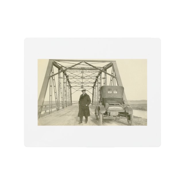 Antique Style Man & Car 8x10 Metal Print (Front)