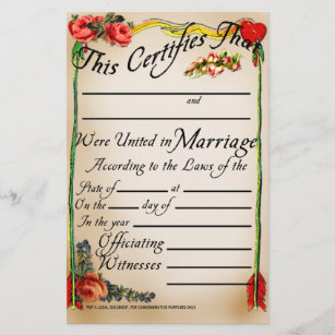 Antique Style Marriage Certificate