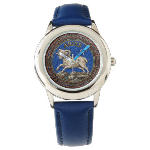 Antique Style Mosaic Zodiac Aries Watch