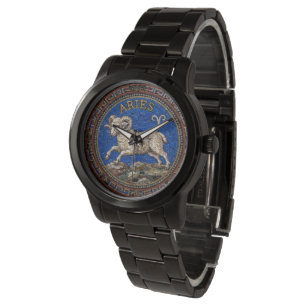 Antique Style Mosaic Zodiac Aries Watch