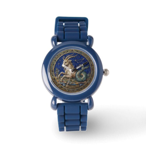 Antique Style Mosaic Zodiac Capricorn  Watch