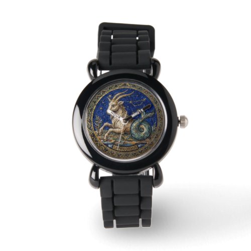Antique Style Mosaic Zodiac Capricorn  Watch