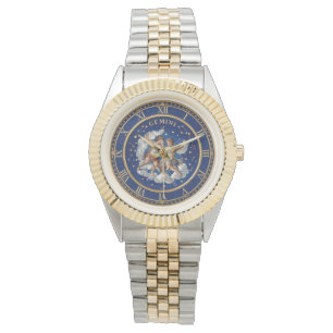 Antique Style Mosaic Zodiac Gemini Watch