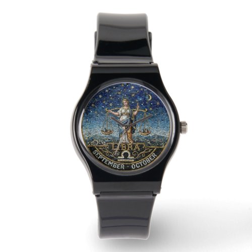 Antique Style Mosaic Zodiac  Libra  Watch