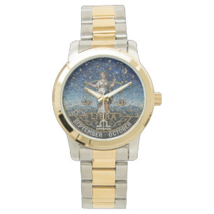 Antique Style Mosaic Zodiac Libra Watch