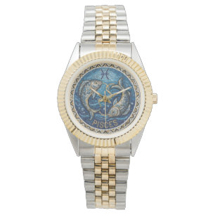 Antique Style Mosaic Zodiac Pisces Watch