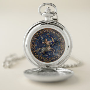 Antique Style Mosaic Zodiac Sagittarius Pocket Watch