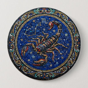 Antique Style Mosaic Zodiac Scorpio Button