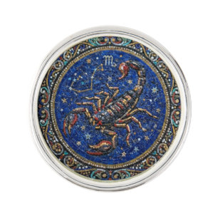 Antique Style Mosaic Zodiac Scorpio Lapel Pin
