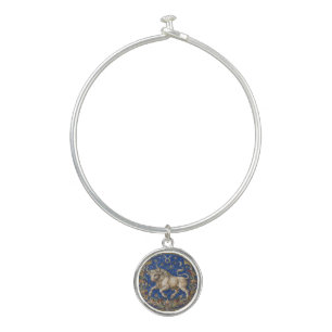 Antique Style Mosaic Zodiac Taurus Bangle Bracelet