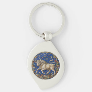 Antique Style Mosaic Zodiac Taurus Keychain