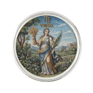 Antique Style Mosaic Zodiac Virgo  Lapel Pin