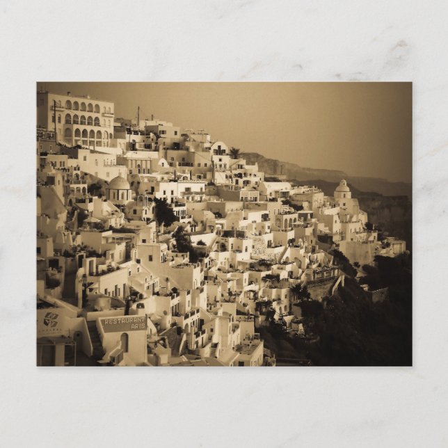 Antique style postcards of Fira, Santorini (Front)