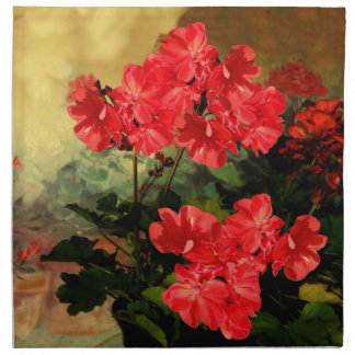 Antique Style Red Geranium Flowers Gifts Napkin