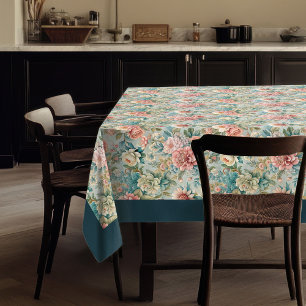 Antique Style Rococo Ornate Floral Embellishments Tablecloth