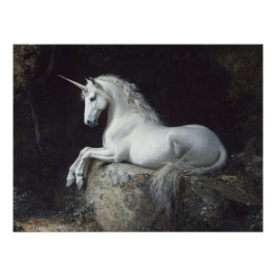 Antique Style Unicorn Painting Poster