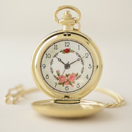 Antique Style Vintage Floral Pocket Watch