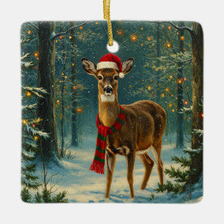 Antique Style Woodland Deeer Christmas Ornament