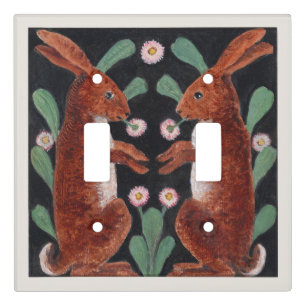 Antique Style Woodland Hare Spring Flower Decor Light Switch Cover