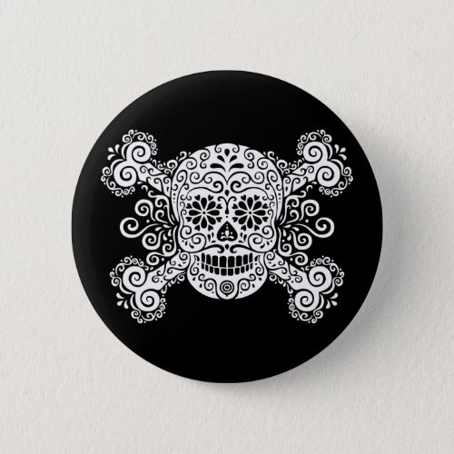 Antique Sugar Skull  Crossbones Button