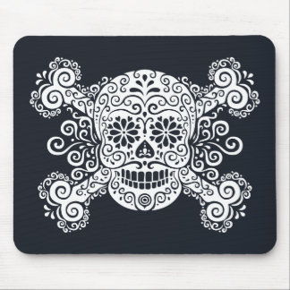 Antique Sugar Skull & Crossbones Mouse Pad