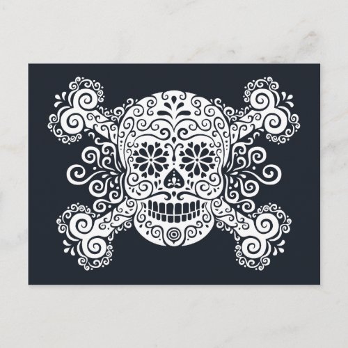 Antique Sugar Skull  Crossbones Postcard