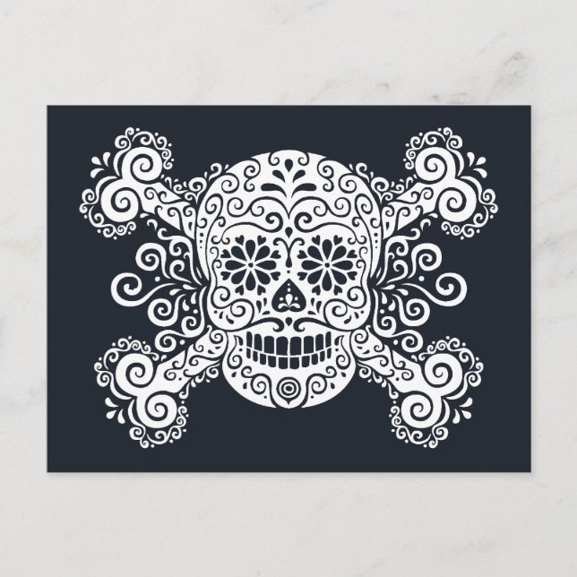 Antique Sugar Skull & Crossbones Postcard (Front)