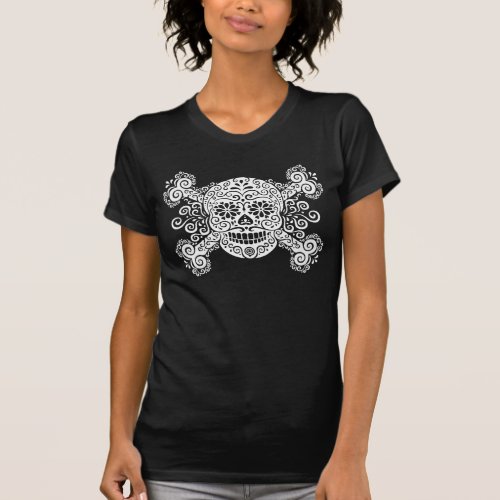 Antique Sugar Skull  Crossbones T_Shirt