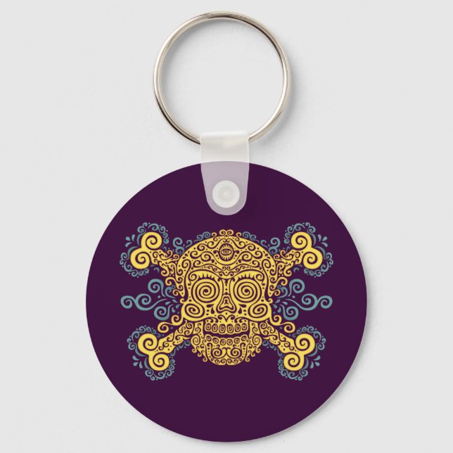 Antique Sugar Skull Keychain (Front)