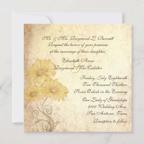 Antique Sunflowers Reproduction Wedding Invitation
