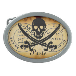 ANTIQUE TALISMAN / PIRATES TREASURE MAP BELT BUCKLE