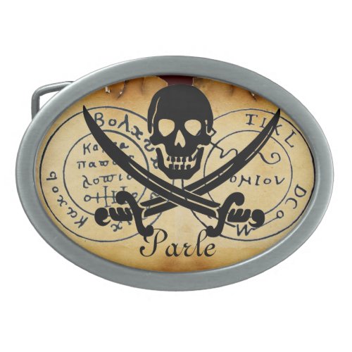 ANTIQUE TALISMAN  PIRATES TREASURE MAP BELT BUCKLE