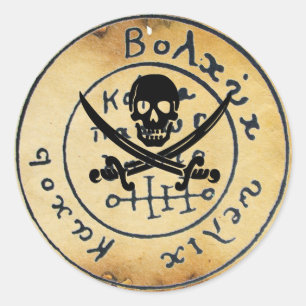 ANTIQUE TALISMAN / PIRATES TREASURE MAP CLASSIC ROUND STICKER