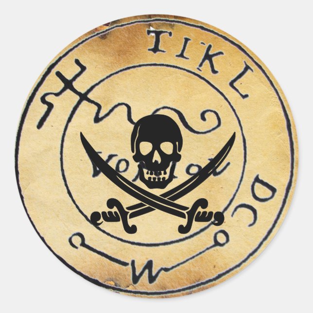 ANTIQUE TALISMAN / PIRATES TREASURE MAP CLASSIC ROUND STICKER (Front)